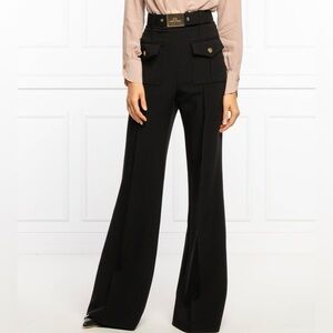 Elisabetta Franchi high waist black wide leg sailor trouser pant.